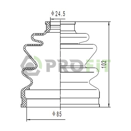 Чохол півосі (пильник) приводного валу Profit - PR 2710-1661 XLB - зображення №1 PR 2710-1661 XLB