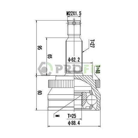 Шарнирный комплект приводного вала Profit - PR 2710-1661 - изображение №1 PR 2710-1661