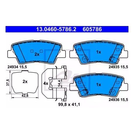 Колодки гальмівні дискові комплект ATE 13.0460-5786.2. Фото 1 13.0460-5786.2