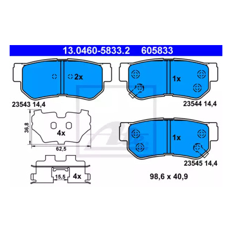 Колодки гальмівні дискові комплект ATE 13.0460-5833.2. Фото 1 13.0460-5833.2