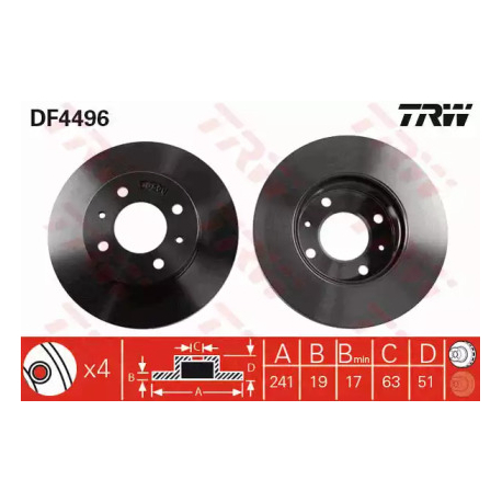 Диск гальмівний TRW DF4496. Фото 1 DF4496