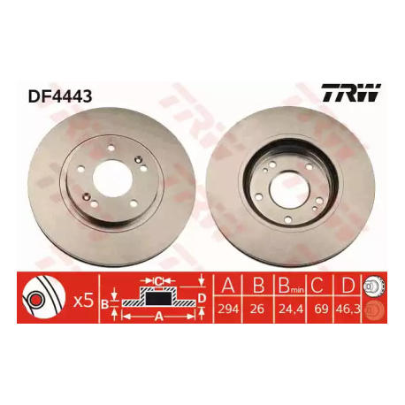Диск тормозной TRW DF4443. Фото 1 DF4443
