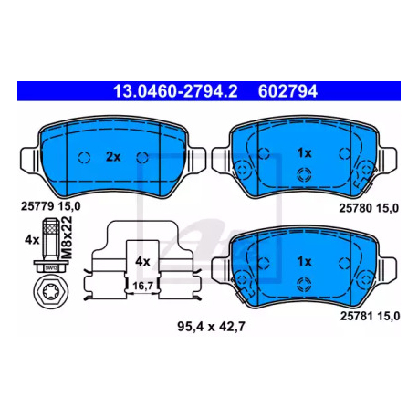 Колодки гальмівні дискові комплект ATE 13.0460-2794.2. Фото 1 13.0460-2794.2