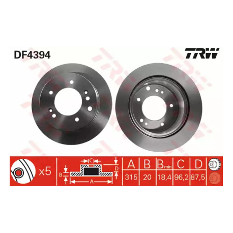 Диск гальмівний TRW DF4394. Фото 1 DF4394