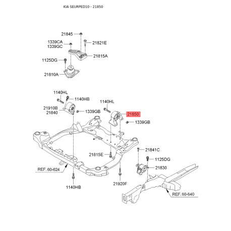 Подушка двигуна задня 21930-1H000 Mobis - 219301H000 - схема з каталогу 21850, SEURPED10 219301H000