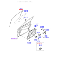Ущільнювач (прокладка), бічне скло лівий 82530-2L000 Mobis