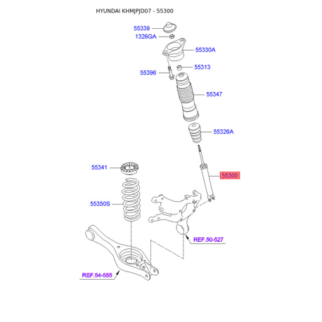 Амортизатор 55311-2L600 Mobis - 553112L600 - схема с каталога 55300, KHMJPJD07 553112L600