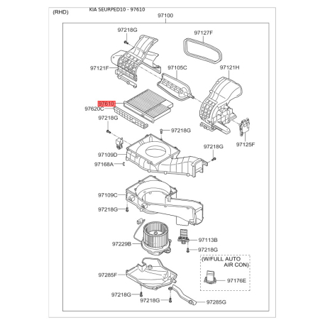 Фильтр салона S9713-31H500 Mobis - S971331H500 - схема с каталога 97610, SEURPED10 S971331H500