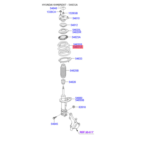 Пружина ходової частини 54631-2H000 Mobis - 546312H000 - схема з каталогу 54631A, KHMJPJD07 546312H000