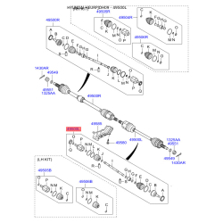 Полуось (приводной вал) левая 49501-2L010 Mobis
