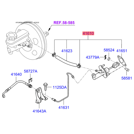 Цилиндр сцепления главный 41610-1C010 Mobis - 416101C010 - схема с каталога 41610, IEURPTBI07 416101C010