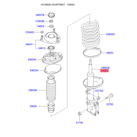 Амортизатор правый 54660-1C300 Mobis - 546601C300 - схема с каталога 54660, IEURPTBI07 546601C300