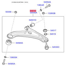 Рычаг подвески колеса левый 54500-1C010 Mobis