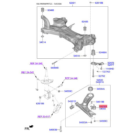 Шаровая опора левая 54530-F2000 Mobis - 54530F2000 - схема с каталога 54530A, MKMAPM721 54530F2000
