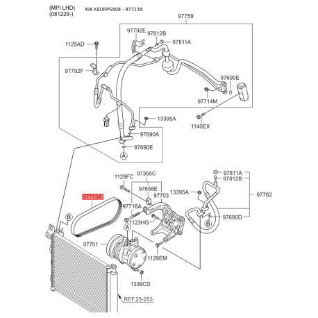 Полікліновий ремінь S9771-302000 Mobis - S9771302000 - схема з каталогу 97713A, KEURPSA08 S9771302000