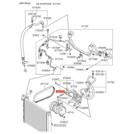 Винт (болт), натяжной ролик 97831-02000 Mobis - 9783102000 - схема с каталога 97716A, KEURPSA08 9783102000