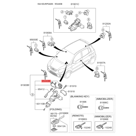 Іммобілайзер 95440-17050 Mobis - 9544017050 - схема з каталогу 95440B, KEURPSA08 9544017050