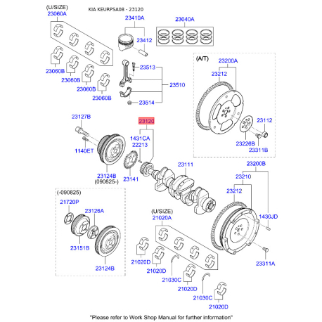 Шестерня, коленчатый вал 23120-02570 Mobis - 2312002570 - схема с каталога 23120, KEURPSA08 2312002570