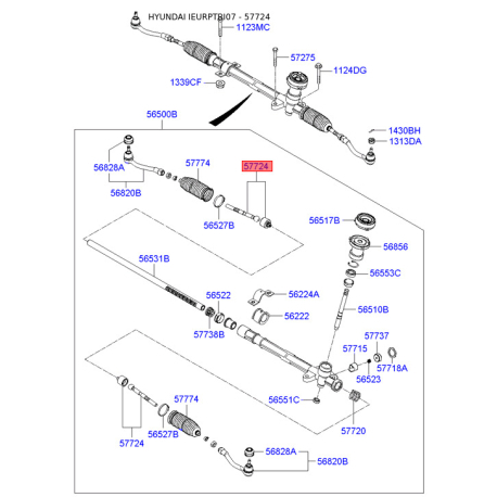 Тяга рульова 57755-1C000 Mobis - 577551C000 - схема з каталогу 57724, IEURPTBI07 577551C000