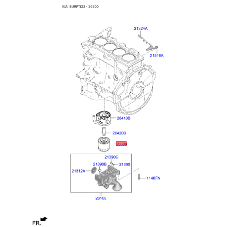 Фильтр масляный 26300-02752 Mobis - 2630002752 - схема с каталога 26300, IEURPTI23 2630002752