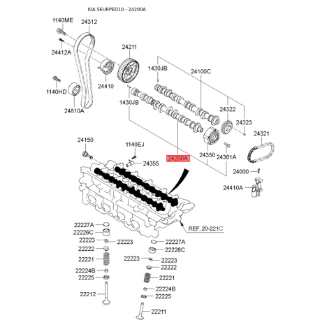 Розподільний вал 24200-23770 Mobis - 2420023770 - схема з каталогу 24200A, SEURPED10 2420023770