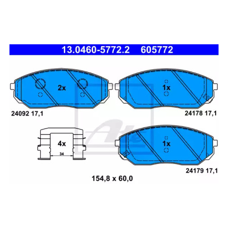 Колодки гальмівні дискові комплект ATE 13.0460-5772.2. Фото 1 13.0460-5772.2