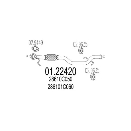 Труба вихлопного газу MTS 01.22420. Фото 1 01.22420