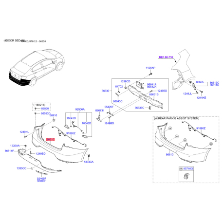 Бампер 86610-1W710 Mobis - 866101W710 - схема з каталогу 86610, KEURPIH15 866101W710