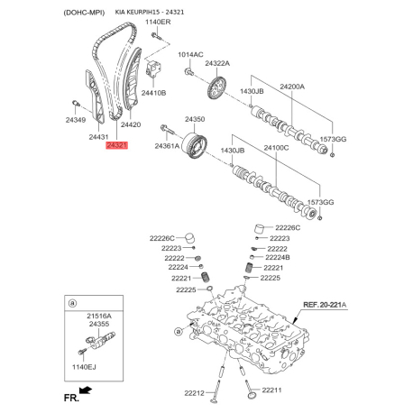 Цепь привода распредвала 24321-2B100 Mobis - 243212B100 - схема с каталога 24321, KEURPIH15 243212B100