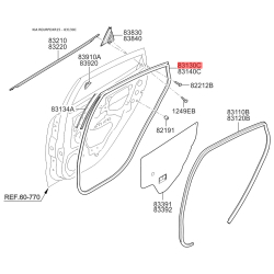 Уплотнитель (уплотнение) двери левый 83130-4Y200 Mobis