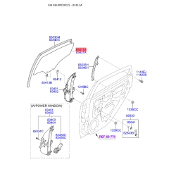 Боковое стекло (окно) двери левое 83411-4X010 Mobis