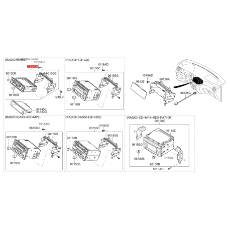Магнітола 96100-1G872XI Mobis - 961001G872XI - схема з каталогу 96150C, KEURPTC05 961001G872XI