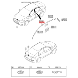 Облицювання / захисна накладка, боковина праве верхнє 86372-4X000 Mobis