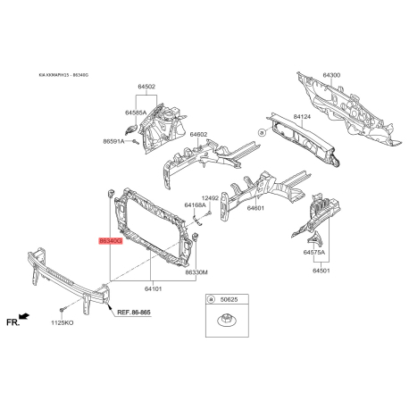 Крепление фары правое 64182-1W000 Mobis - 641821W000 - схема с каталога 86340G, KKMAPIH15 641821W000