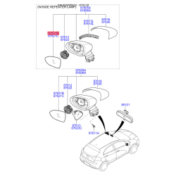 Зеркальный элемент наружного зеркала задний правый 87621-1W010 Mobis