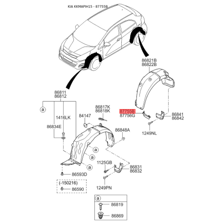 Обшивка порога ліва 86861-1W001 Mobis - 868611W001 - схема з каталогу 87755B, KKMAPIH15 868611W001