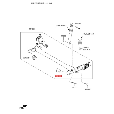 Сайлентблок балки 55160-1W000 Mobis - 551601W000 - схема с каталога 55160B, KKMAPIH15 551601W000