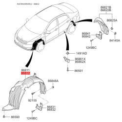 Обшивка (підкрилок), колісна ніша права 86812-4Y000 Mobis