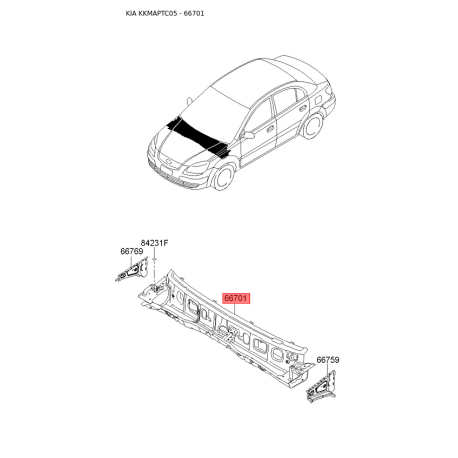 Панель приладів, у сборі та комплектуючи 66700-1G300 Mobis - 667001G300 - схема з каталогу 66701, KKMAPTC05 667001G300