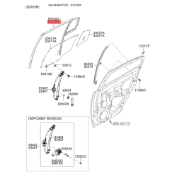 Уплотнитель (прокладка), боковое стекло левый 83531-1G200 Mobis
