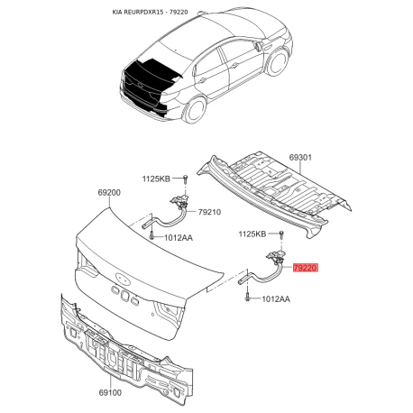 Петля дверей задка (кришки багажника) права 79220-4Y000 Mobis - 792204Y000 - схема з каталогу 79220, REURPDXR15 792204Y000