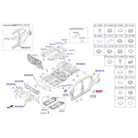 Накладка арки колеса зовнішня пластикова зовнішня права 84126-1W300 Mobis - 841261W300 - схема з каталогу 84126R, KEURPIH15 841261W300