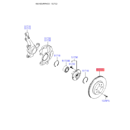 Диск гальмівний 51712-1W050 Mobis - 517121W050 - схема з каталогу 51712, KEURPIH15 517121W050