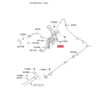 Вимикач, привід гальма стоянки 93830-1D000 Mobis - 938301D000 - схема з каталогу 93830, KKMAPUN06 938301D000