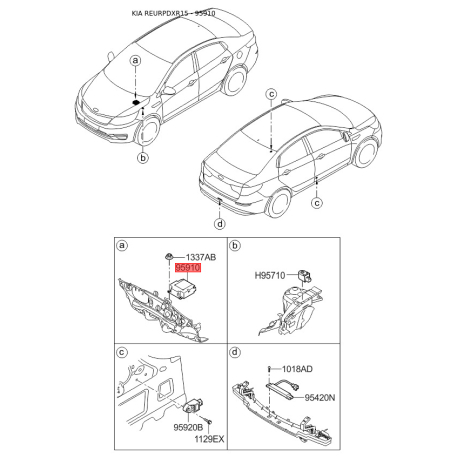 Пристрій керування, подушка безпеки 95910-4Y100 Mobis - 959104Y100 - схема з каталогу 95910, REURPDXR15 959104Y100