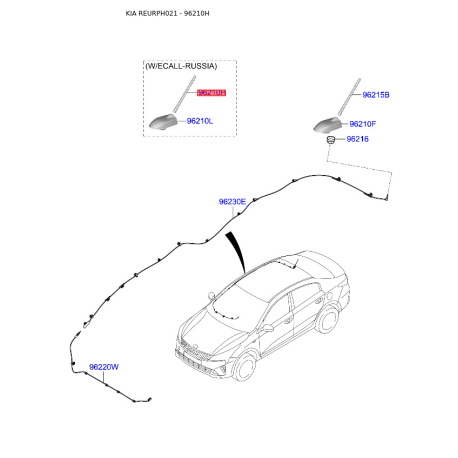 Антенна 96201-H5000 Mobis - 96201H5000 - схема с каталога 96210H, REURPH021 96201H5000
