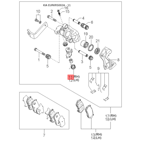 Втулка стабилизатора 0K2KB-34156A Mobis - 0K2KB34156A - схема с каталога 11, EURKRS002A 0K2KB34156A