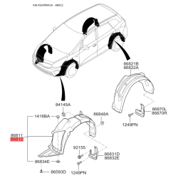Обшивка (підкрилок), колісна ніша права 86820-A4000 Mobis