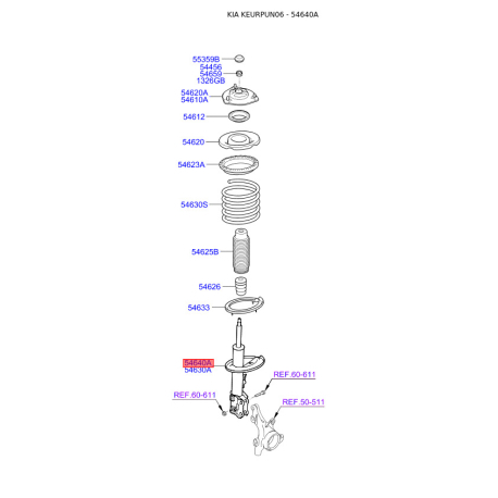 Амортизатор правий 54661-1D201 Mobis - 546611D201 - схема з каталогу 54640A, KEURPUN06 546611D201