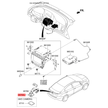 Система помощи при парковке 95760-A7200 Mobis - 95760A7200 - схема с каталога 95750L, KKMAPA712 95760A7200